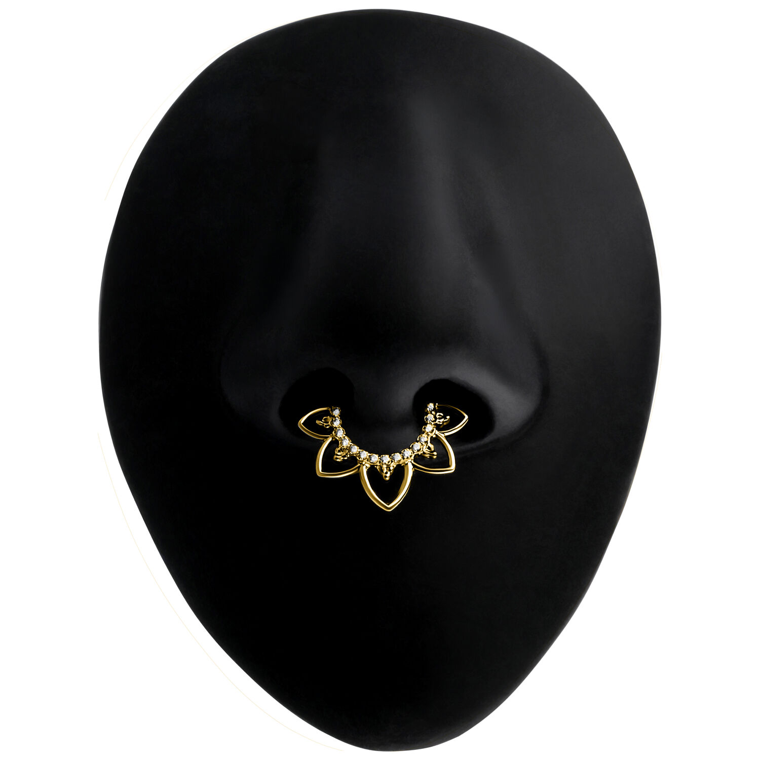 Maschera nera con clicker settimo dorato con decorazioni di cristallo