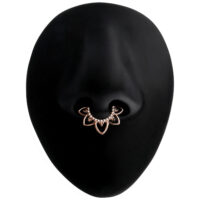 Clicker per setto in oro rosa con cristalli chiari su display nero