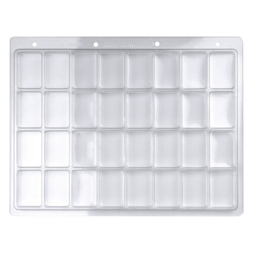 Blister Pack trasparente con 32 camere su sfondo bianco