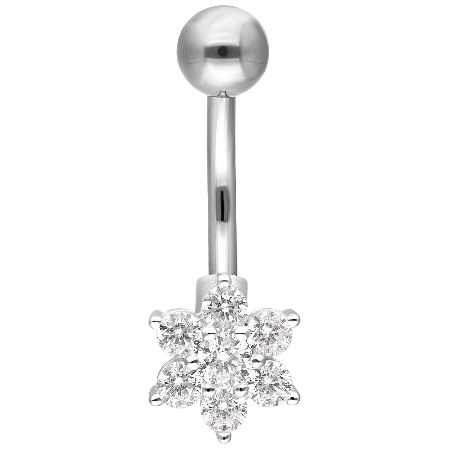 Banana Bell Baby Flower in argento Piercing ombelico in argento con ciondolo a fiore di cristallo