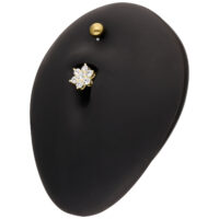 Banana Bell Fiore Baby Dorato con Cristallo Banana bell dorato con pietre cristalline su display nero