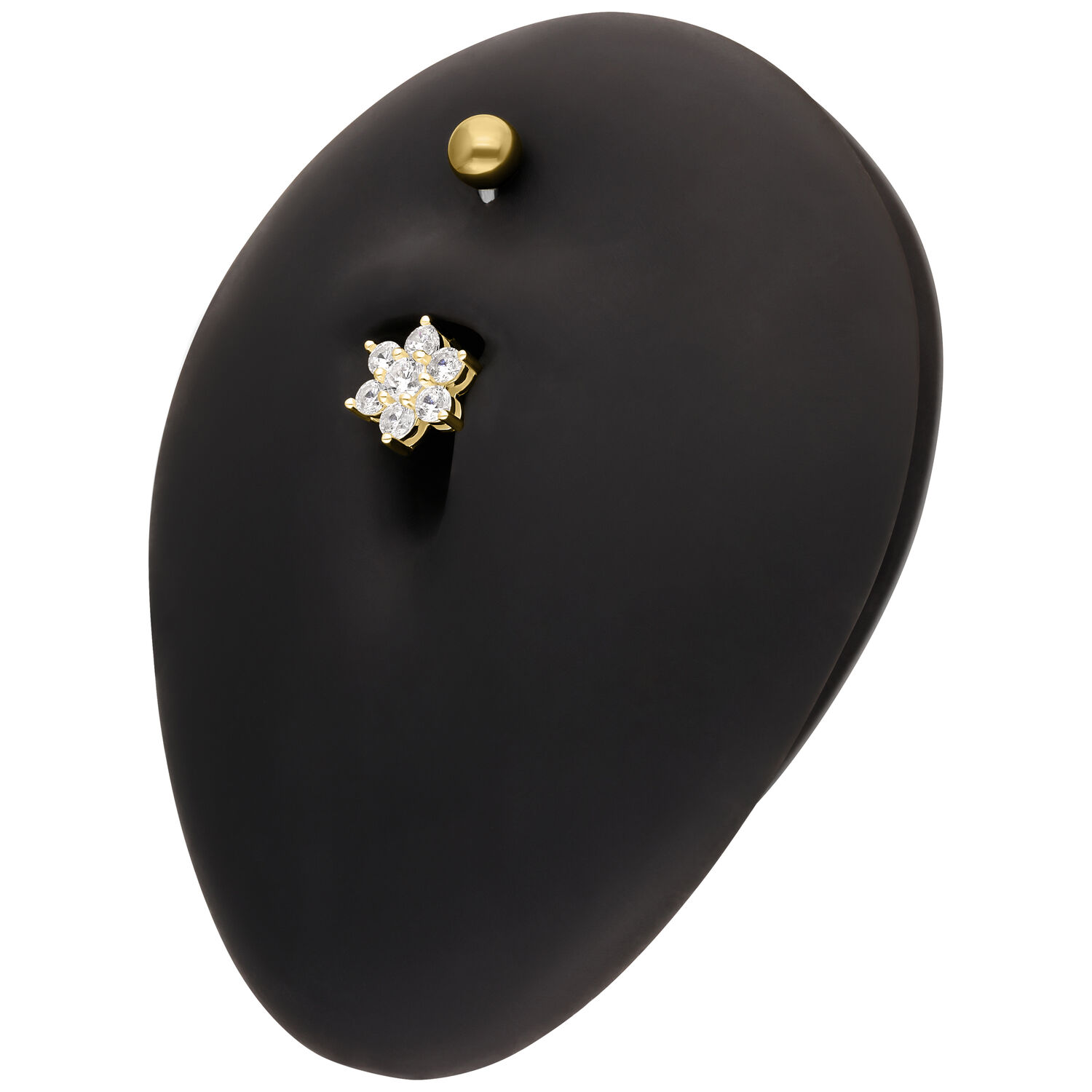 Banana Bell Fiore Baby Dorato con Cristallo Banana bell dorato con pietre cristalline su display nero