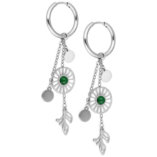 Moss Agate Hoops Pair