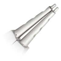 Apri anelli in acciaio inox argento su sfondo bianco