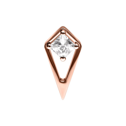 Attacco per piercing in oro rosa con cristallo chiaro in forma geometrica