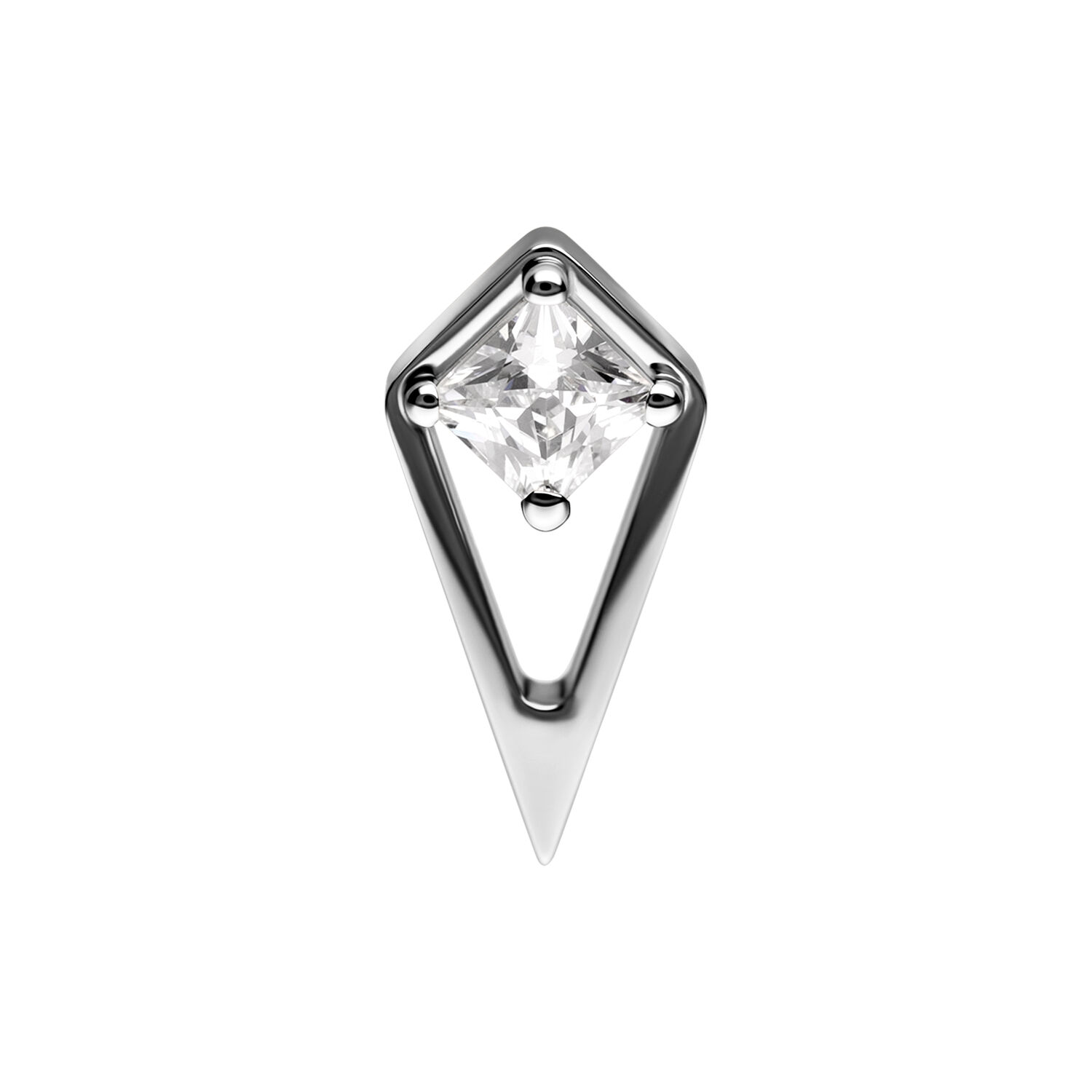 Inserto Push Fit Argento con Cristallo Inserto geometrico argento con cristallo chiaro su sfondo bianco