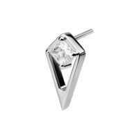 Rettangolare in Titanio Argento con Cristallo Accessorio in titanio argento con cristallo chiaro in forma geometrica su sfondo bianco