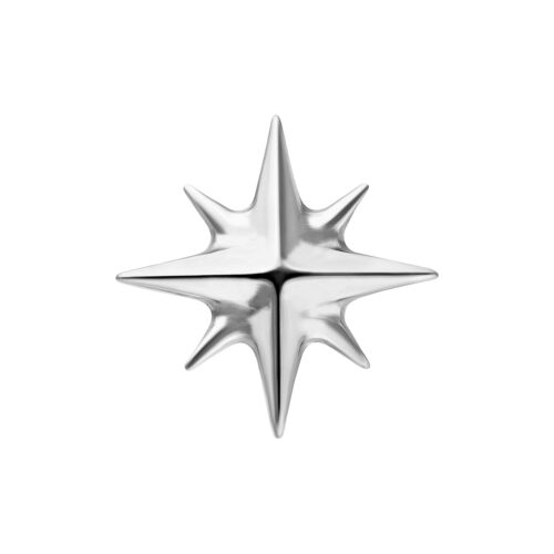 Stellina metallica in oro bianco su sfondo bianco