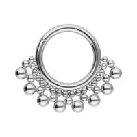 Clicker Septum Bubble Argento 1,2 mm Clicker Septum argento con dettagli a sfera su sfondo bianco