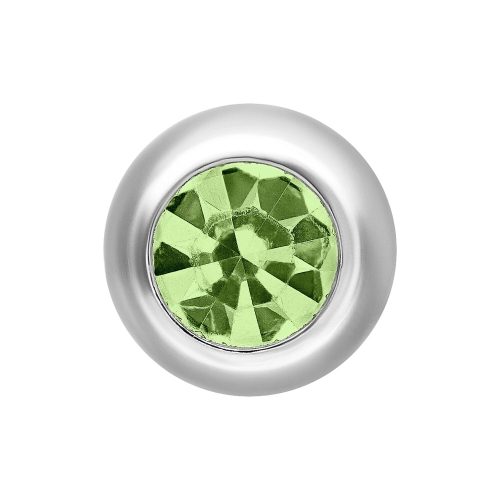 Cristallo verde chiaro con montatura in argento su sfondo bianco