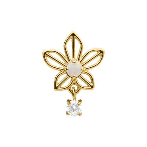 Push Fit Dangling Jasmin Blossom with Synthetic Opal Attachment - Oro