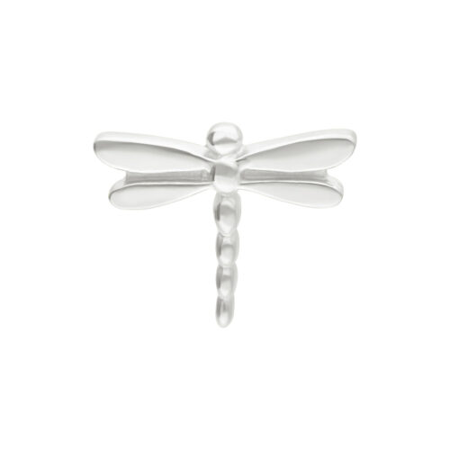 Libellula in oro bianco con ali dettagliate su sfondo bianco