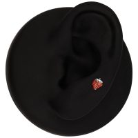 Push Fit Fragola per Piercing Orecchio nero con fragola piercing su sfondo nero