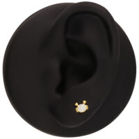 Accessorio a Pressione Granchio Dorato Accessorio granchio dorato con pietre scintillanti su un modello di orecchio nero