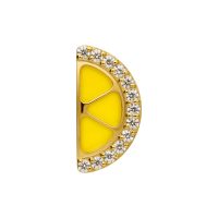 Attacco a limone dorato con zirconi Attacco a limone semicircolare in oro con smalto giallo e pietre di zirconi