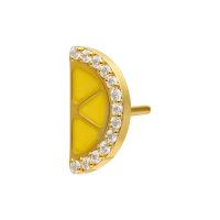 Attacco per piercing a limone dorato Attacco a forma di limone dorato con smalto giallo e zirconi
