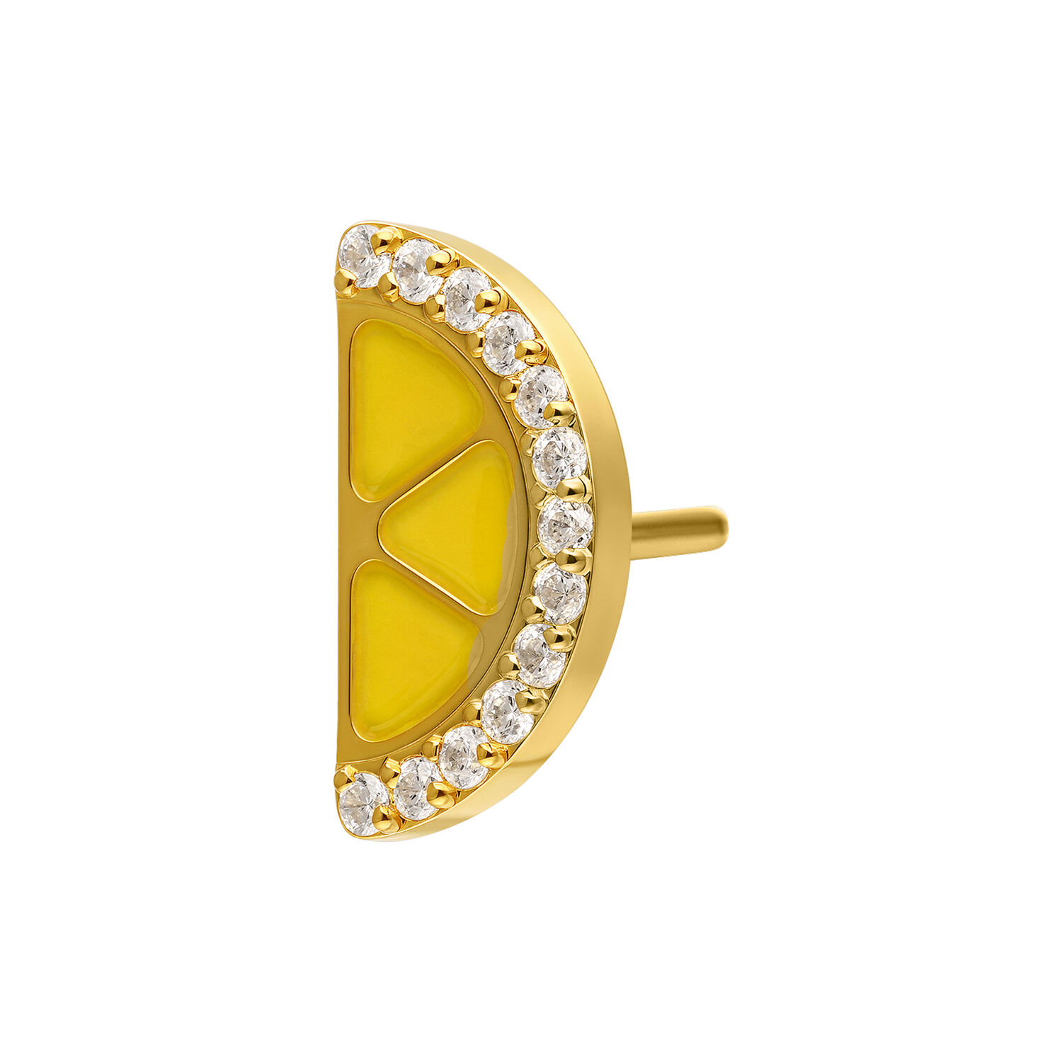 Attacco per piercing a limone dorato Attacco a forma di limone dorato con smalto giallo e zirconi