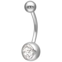 Piercing all'ombelico in titanio argento 10 mm Piercing all'ombelico argento con cristallo chiaro, lunghezza 10 mm