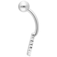 Banana bell in titanio argento con sfera e asta curva su sfondo bianco