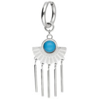 Orecchini d'argento con turchese e pendenti Orecchino d'argento con pietra turchese blu e cinque barre pendenti