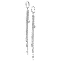Orecchini pendenti in acciaio inox argentato Orecchini lunghi in acciaio inox argentato con catene e pendenti, chiusura a scatto