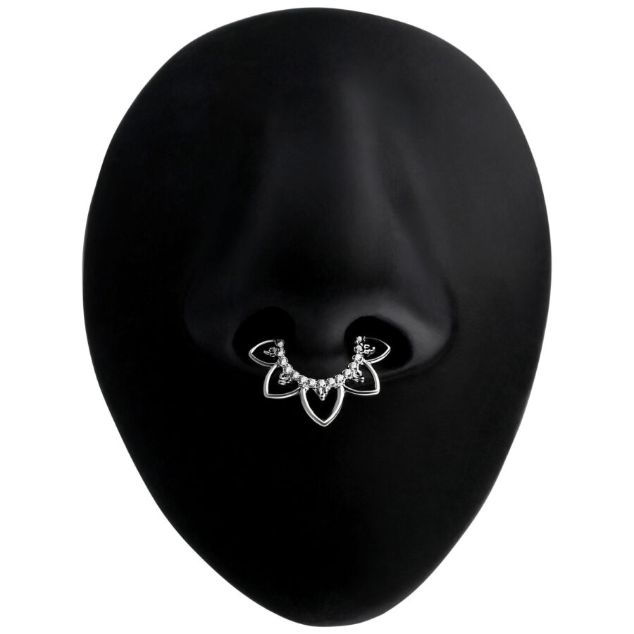 Clicker per Setto in Argento con Motivo Floreale su naso modello nero.