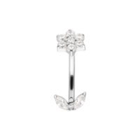 Piercing Bananabell in Argento a Forma di Fiore Bananabell in argento con design a forma di fiore e cristalli su sfondo bianco