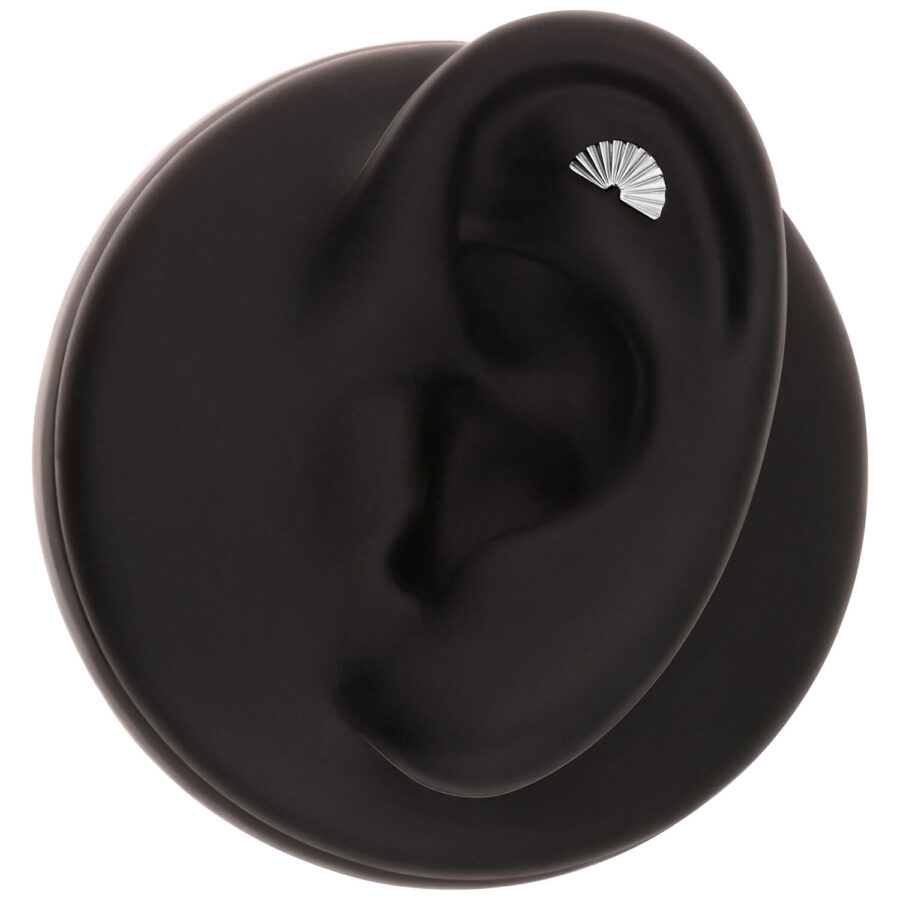Finto orecchio nero con inserto per piercing a mezzaluna argento