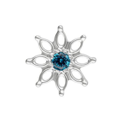 Accessorio Aqua Bloom con cristallo turchese a forma di fiore, titanio