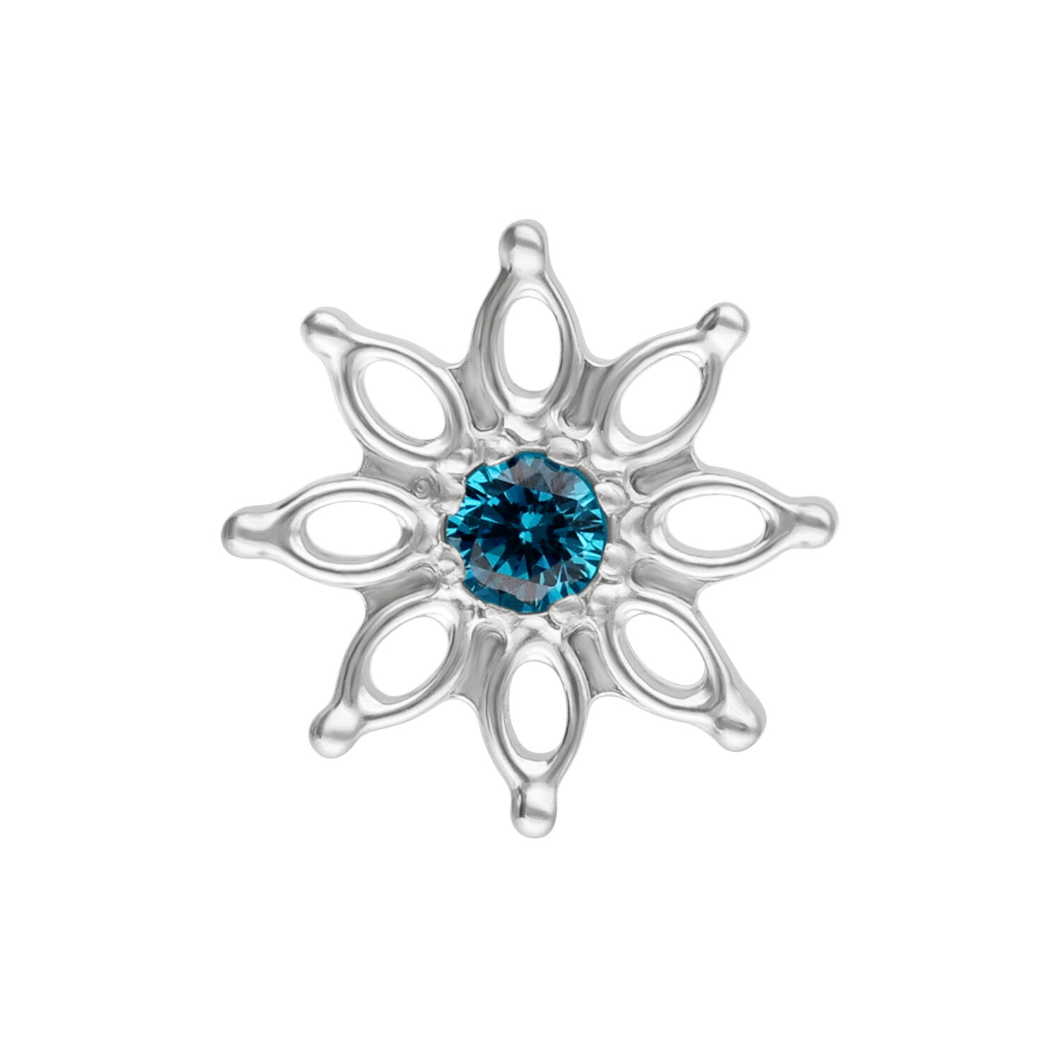 Accessorio Aqua Bloom con Cristallo Turchese Accessorio Aqua Bloom con cristallo turchese a forma di fiore, titanio