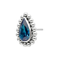 Cristallo Turchese per Piercing Cristallo turchese a forma di goccia, circondato da sfere d'argento