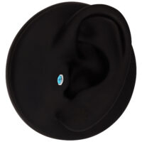 Accessorio Push Fit Ovale Turchese Modello di orecchio nero con accessorio ovale turchese