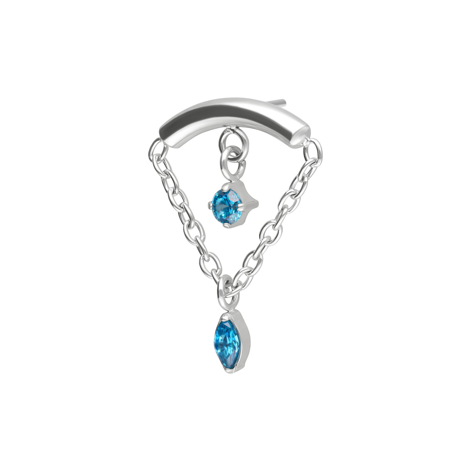 Accessorio Helix turchese con ciondolo a catena Accessorio Helix in argento con due cristalli turchesi e ciondolo a catena