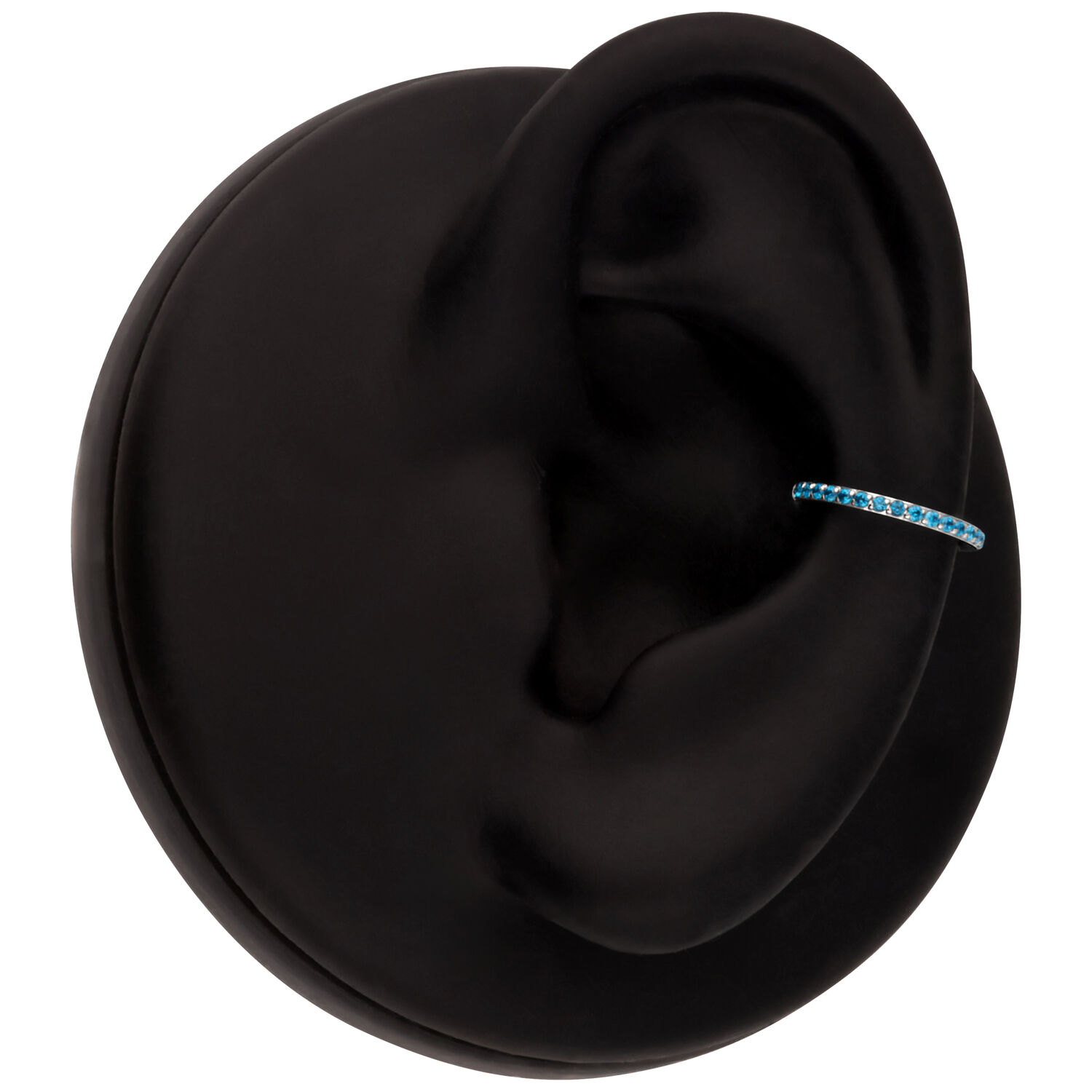 Clicker per Piercing all'Orecchio con Cristallo Turchese Orecchio modello nero con clicker piercing cristallo turchese