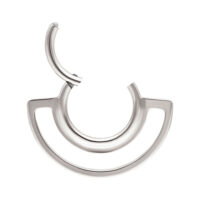 Clicker Septum a Doppio Anello Argento Clicker a doppio anello argento in titanio su sfondo bianco
