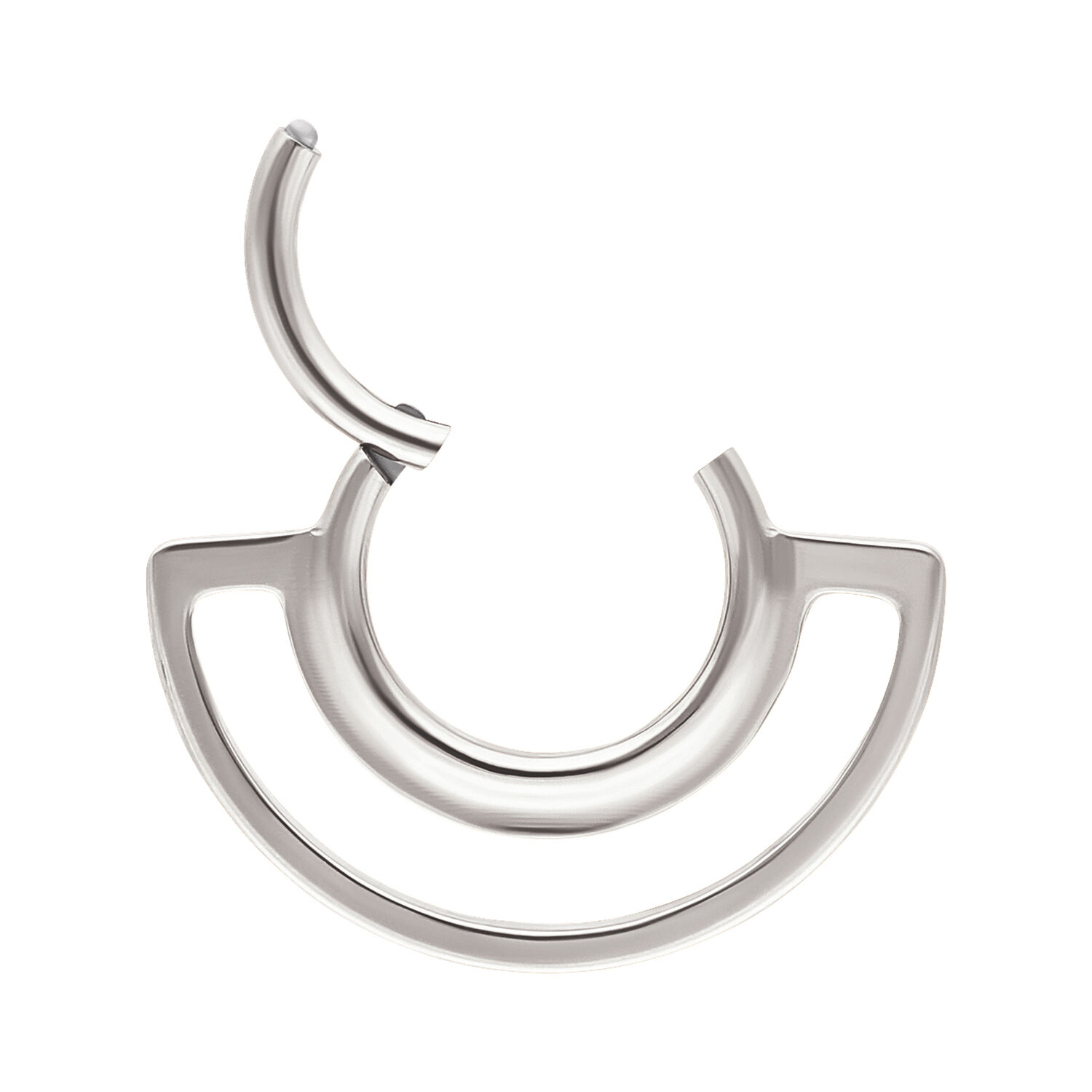 Clicker Septum a Doppio Anello Argento Clicker a doppio anello argento in titanio su sfondo bianco