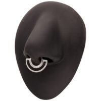 Clicker doppio anello argento per setto Oggetto ovale nero con doppio anello piercing argento