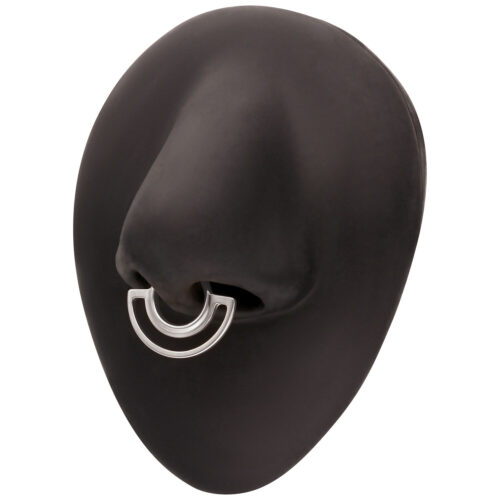 Oggetto ovale nero con doppio anello piercing argento