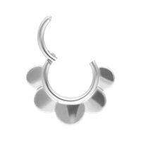 Clicker a Mezza Fiore in Argento per Setto Clicker in argento a mezza fiore su sfondo bianco
