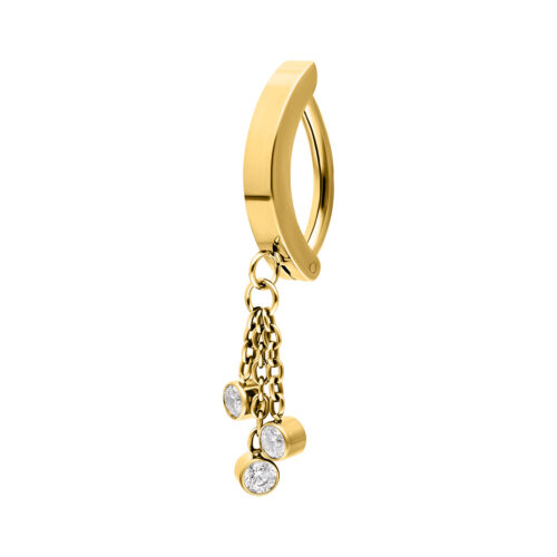 Belly Arch Clicker with Crystal Hanger - Oro, 12,0 mm