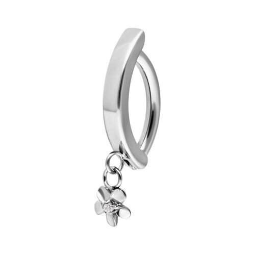 Belly Arch Clicker with Flower Pendant - Argento, 8,0 mm