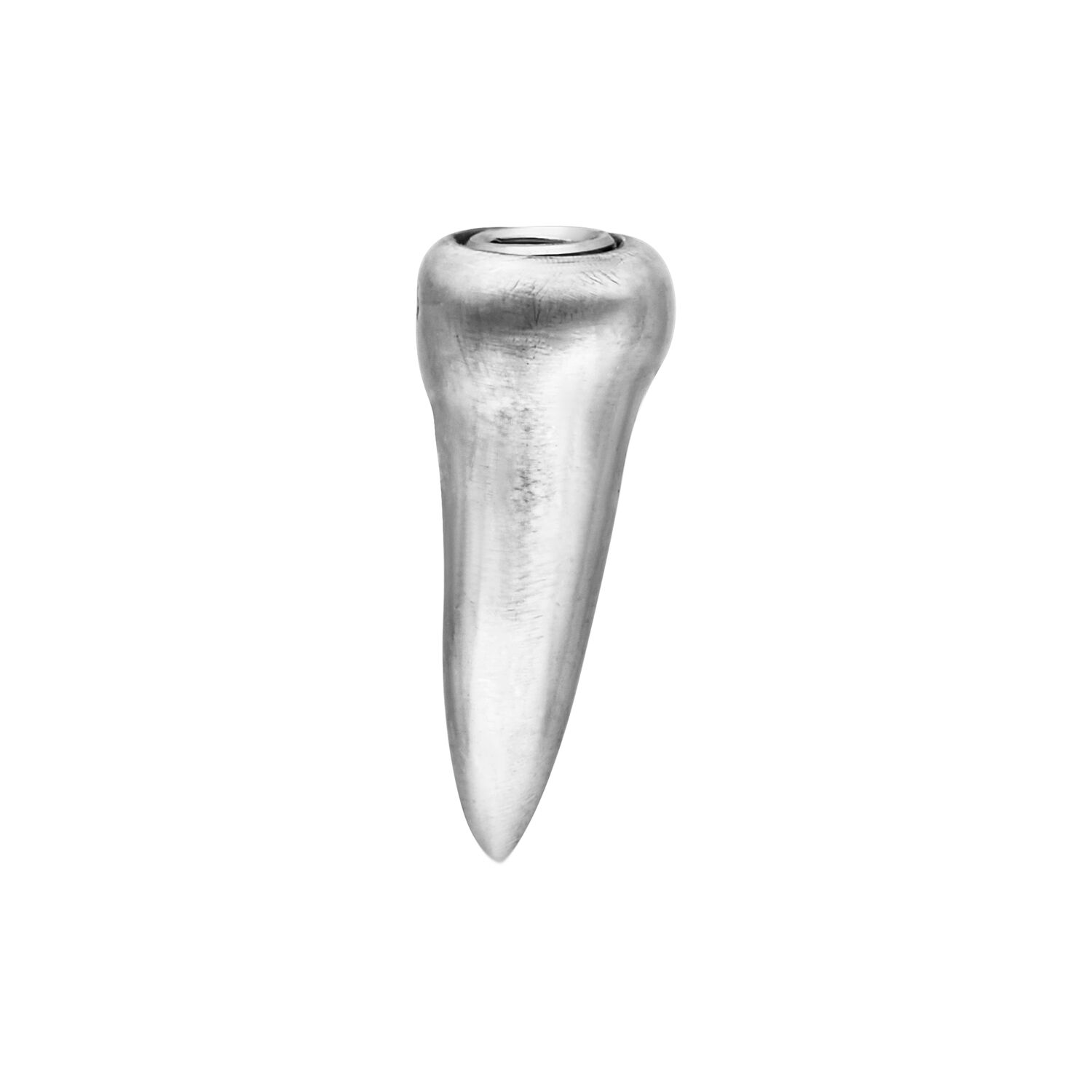 Argento Bio-Meccanico Piercing Attachment Attacco per piercing conico in argento con superficie liscia su sfondo bianco