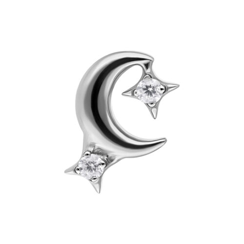 Push Fit Moon with Crystal Attachment - Argento