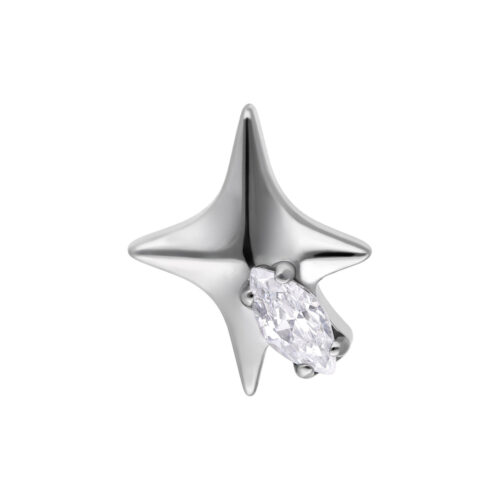 Push Fit Star with Crystal Attachment - Argento