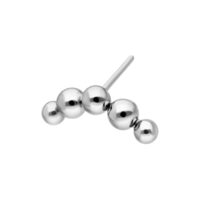 Argento Push Fit Curved Bubble Attachment Accessorio argento con cinque sfere collegate su sfondo bianco