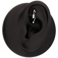Argento Baguette Cristallo Rook Attach Modello di orecchio nero con attacco piercing in cristallo baguette argento