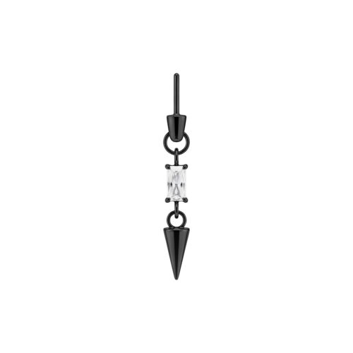 Accessorio piercing nero con cristallo chiaro e pendente appuntito