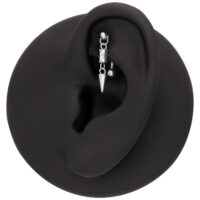 Display nero per orecchio con piercing Rook argento e cristallo baguette