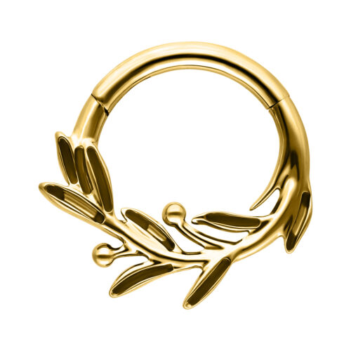 Clicker dorato con design a ramo d'olivo, diametro interno 8,0 mm