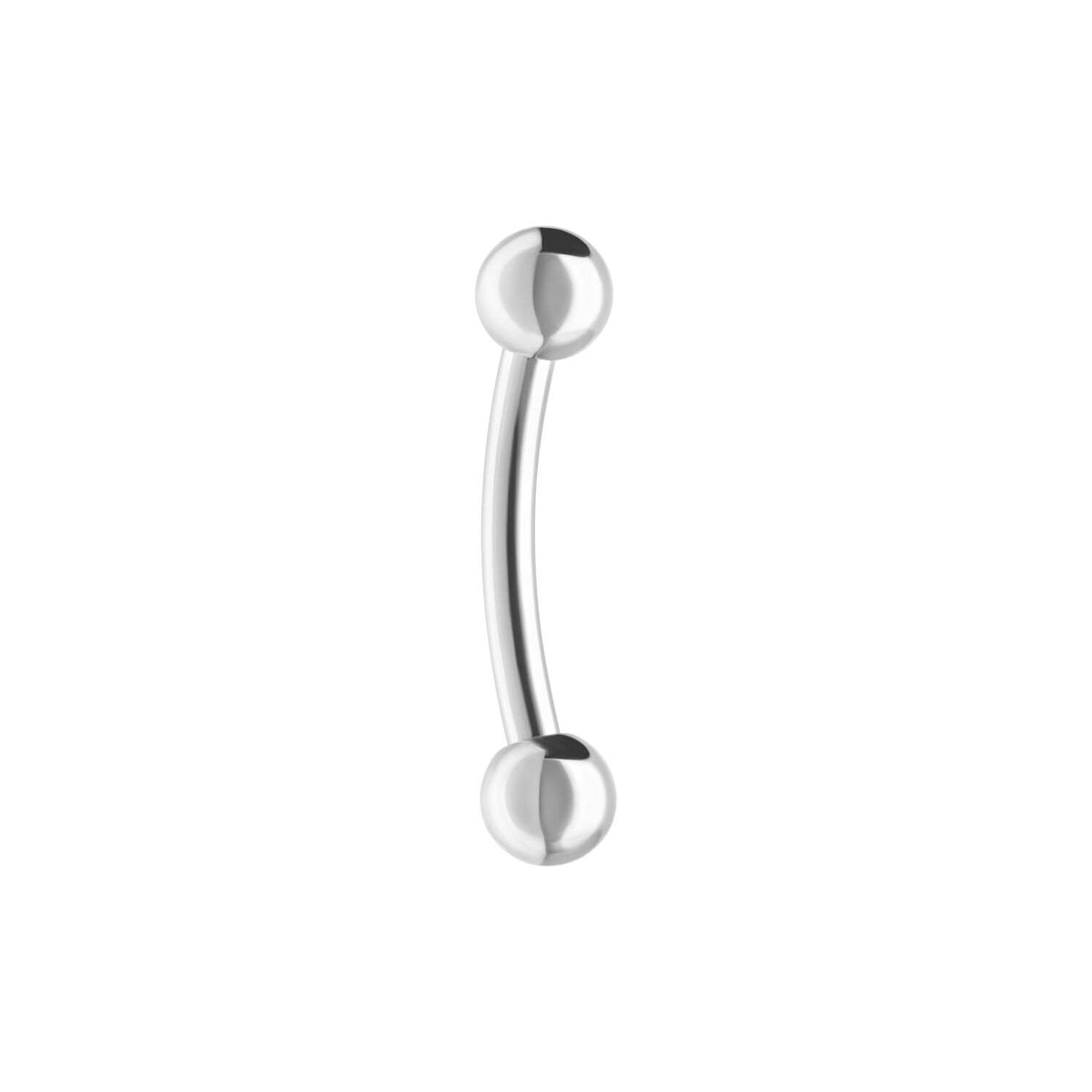 Micro Bananabell Piercing in argento titanio Piercing Bananabell in argento con due sfere su sfondo bianco